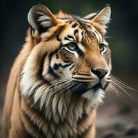 AI generated Portrait of a Siberian Tiger, Panthera tigris altaica. generative ai photo