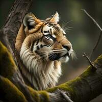 AI generated Siberian Tiger, Panthera tigris altaica. generative ai photo