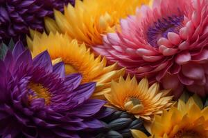 AI generated Colorful chrysanthemum flowers as background, closeup. ai generated photo