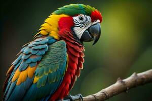 ai generado hermosa escarlata guacamayo, ara ararauna pájaro. generativo ai foto