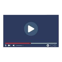 Play video user interface, web player for watch clip movie. Play media in video player, watch online, vector illustration