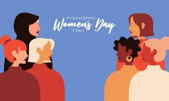 Happy International Women's Day. Vector Illustration of Women with Different Cultures