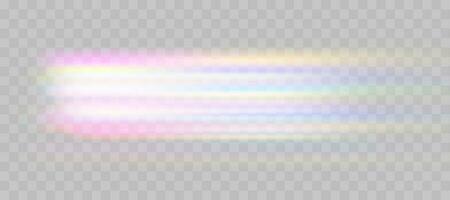 Blurred rainbow refraction overlay effect. Light lens prism effect. Holographic reflection, crystal flare leak shadow overlay. Vector abstract illustration.