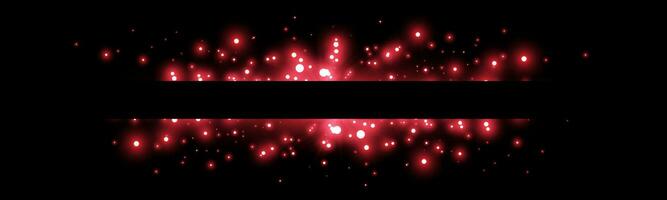 Red horizontal laser beam. Light lensflare. Red glow flare light effect. Vector illustration. Isolated on dark background.