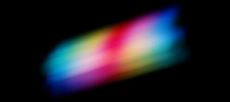 Blurred rainbow refraction overlay effect set. Light lens prism effect on black background. Holographic reflection, crystal flare leak shadow overlay. Vector abstract illustration.