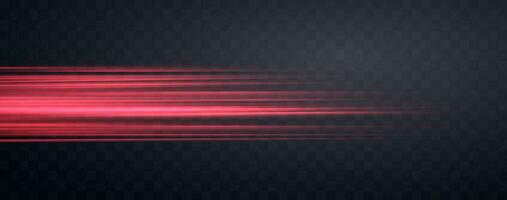 Speed rays, velocity light neon flow, zoom in motion effect, red glow speed lines, colorful light trails, stripes. Abstract background, vector illustration.