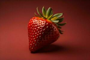 AI generated Strawberry on red background. ai generated photo