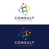 Consultation Logo design with bubble chat sign, unlimited consultation, consultation with people. vector