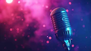 AI generated Karaoke advertisment background with copy space photo