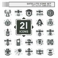 Icon Set Satellite. related to Space symbol. comic style. simple design editable. simple illustration vector