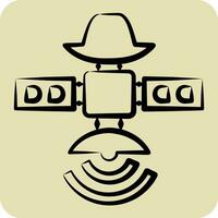 Icon Spy Satellite. related to Satellite symbol. hand drawn style. simple design editable. simple illustration vector