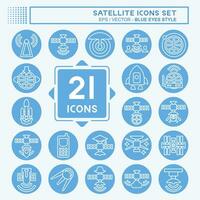 Icon Set Satellite. related to Space symbol. blue eyes style. simple design editable. simple illustration vector