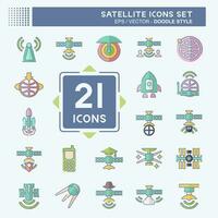 Icon Set Satellite. related to Space symbol. doodle style. simple design editable. simple illustration vector