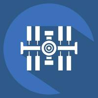 Icon Space Station. related to Satellite symbol. long shadow style. simple design editable. simple illustration vector