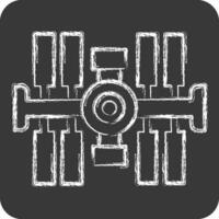 Icon Space Station. related to Satellite symbol. chalk Style. simple design editable. simple illustration vector