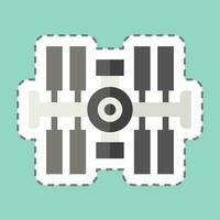 Sticker line cut Space Station. related to Satellite symbol. simple design editable. simple illustration vector