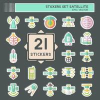 Sticker Set Satellite. related to Space symbol. simple design editable. simple illustration vector