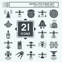 Icon Set Satellite. related to Space symbol. glyph style. simple design editable. simple illustration vector