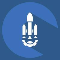 Icon Launch Vehicle. related to Satellite symbol. long shadow style. simple design editable. simple illustration vector