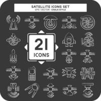 Icon Set Satellite. related to Space symbol. chalk Style. simple design editable. simple illustration vector