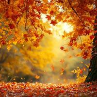 AI generated magic autumn background with copy space photo