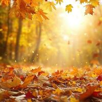 AI generated magic autumn background with copy space photo