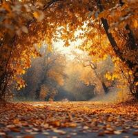 AI generated magic autumn background with copy space photo