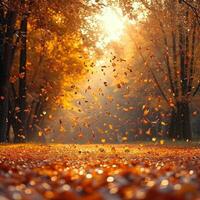 AI generated magic autumn background with copy space photo