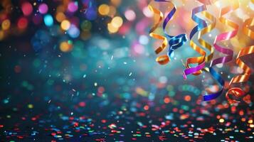 AI generated magic birthday background with copy space photo