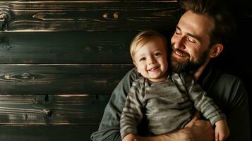 AI generated fathers day advertisment background with copy space photo