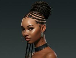 AI generated a black woman with braids on the head photo