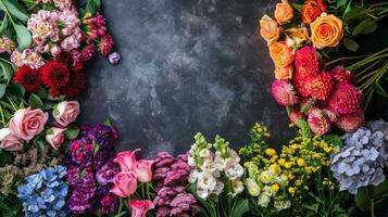 AI generated Florist advertisment background with copy space photo