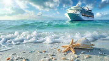 AI generated sea cruise advertisement background with copy space photo