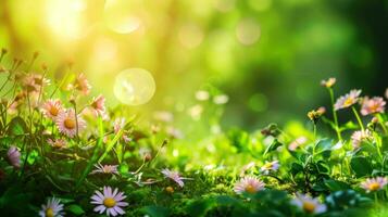 AI generated magic spring background with copy space photo