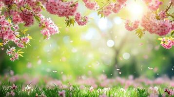 AI generated magic spring background with copy space photo