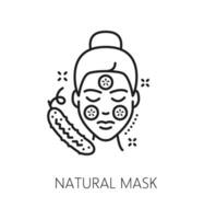 facial máscara línea icono, natural productos cosméticos protección de la piel vector