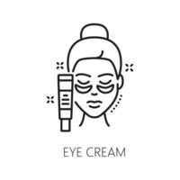 cara cuidado cosmetología, protección de la piel ojo crema icono vector