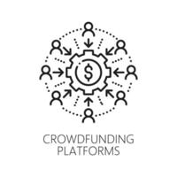 Crowdfunding fintech technology outline icon vector