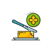 Rapeseed, canola butter and knife vector icon