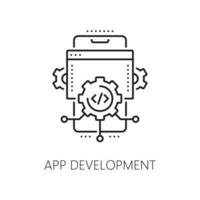 Web app development and optimization line icon vector