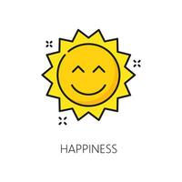 Happiness, mental health icon with a radiant sun vector