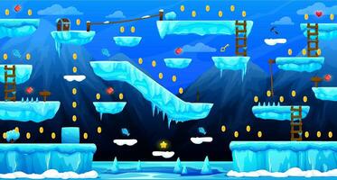 Arcade ice world game level map interface platform vector