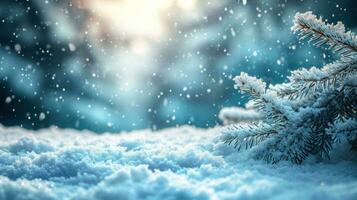 AI generated magic winter background with copy space photo