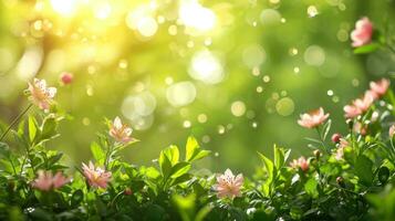 AI generated magic spring background with copy space photo