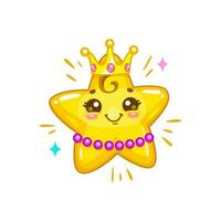 Cartoon cute twinkle, funny star kawaii character vector