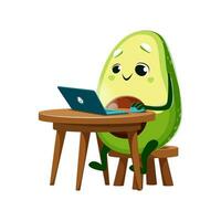 dibujos animados aguacate gracioso personaje con cuaderno vector