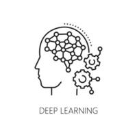 Deep learning line icon AI artificial intelligence vector