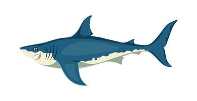 dibujos animados tiburón personaje, magnífico mar animal vector