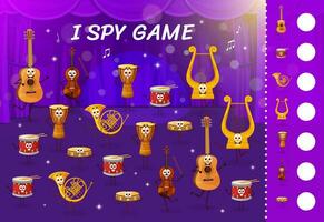 I spy game with musical instruments characters vector