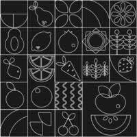 Geometric modern  background. Bauhaus. Abstract fruits vegetables minimalist style. Seamless pattern vector